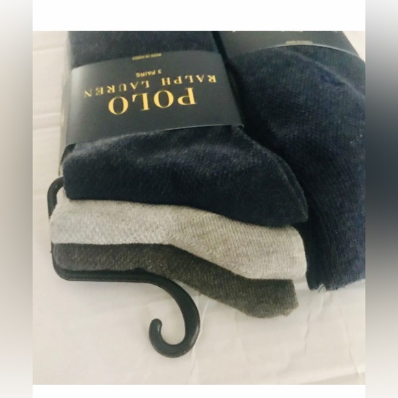 New Polo Ralph Lauren 3 Pairs Men’s Socks Grey Grey Blue made in Korea - Picture 15 of 16